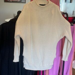 Merokeety Cream Knit Sweater Dress - Casual Mini